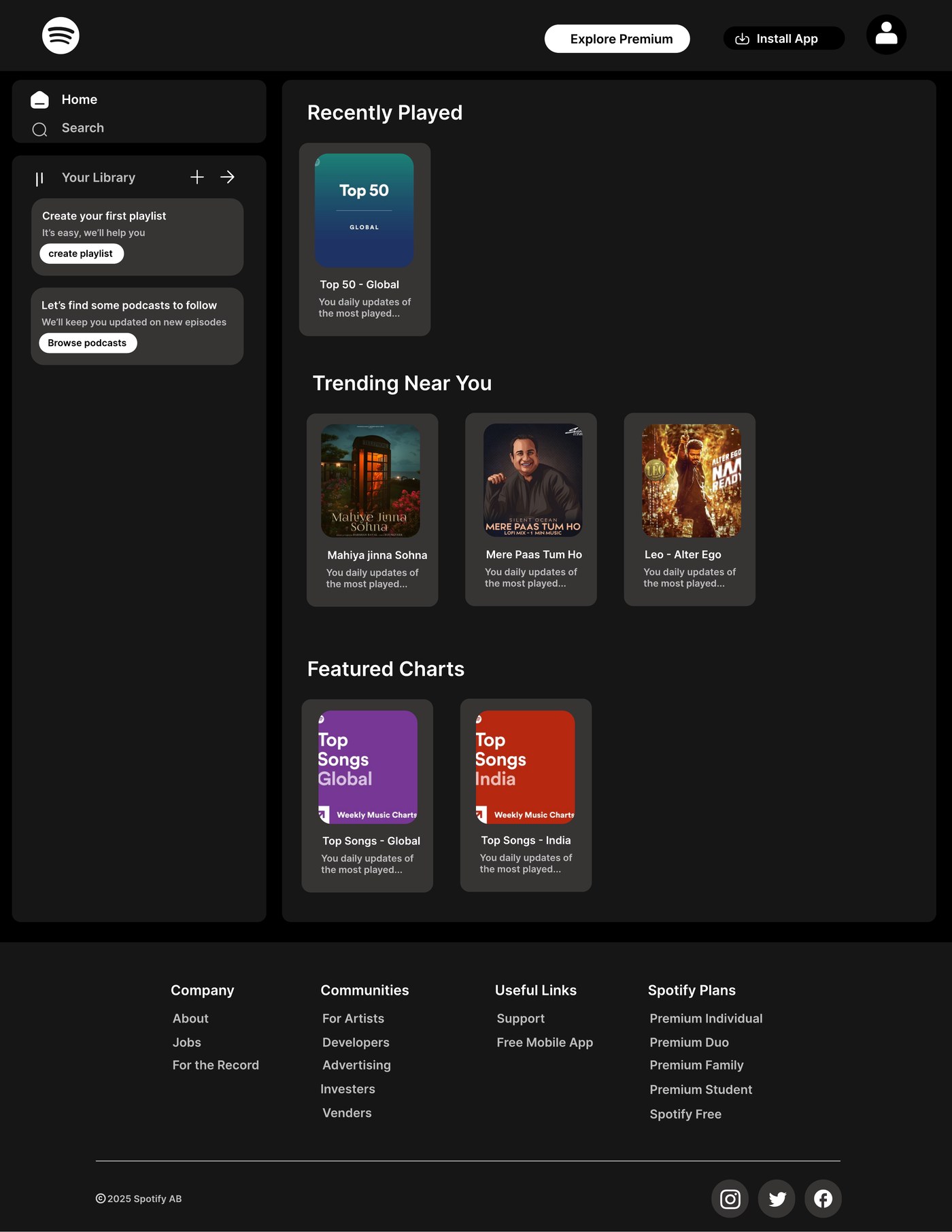 Spotify Redesign — Desktop